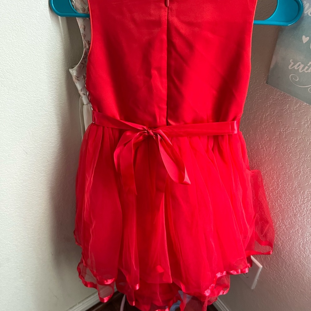 Red girls dress with silver sequins size 7